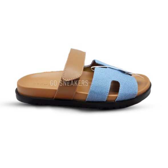 Женские сандалии Hermes Flip-flops Blue/Brown