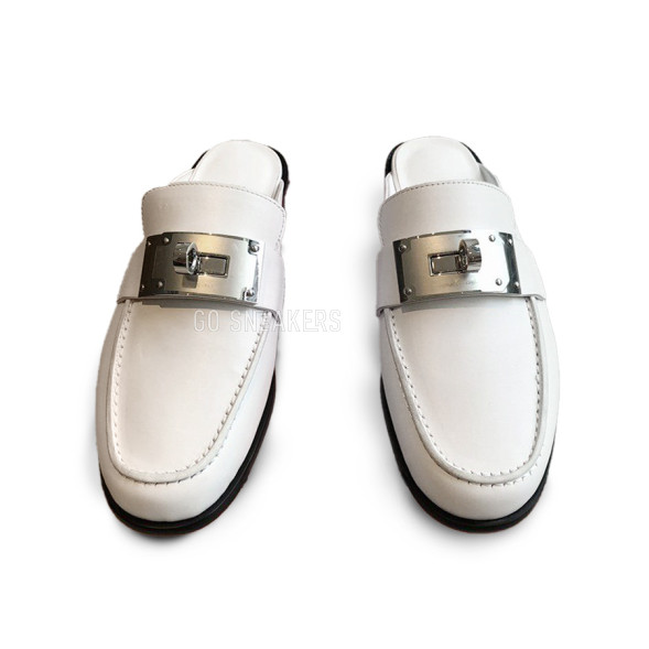 Женские сабо Hermes Leather Sabo White