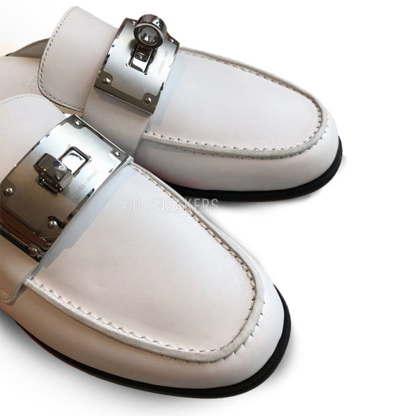 Женские сабо Hermes Leather Sabo White