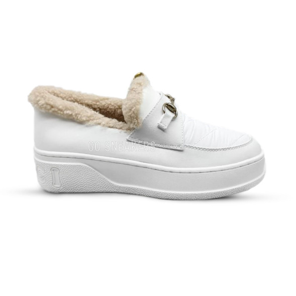 Женские зимние мокасины Gucci Moccasins Winter Leather White
