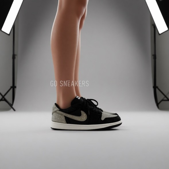 Унисекс кроссовки Nike Air Jordan 1 Retro Low OG x Swarovski &amp;#039;Stealth&amp;#039;