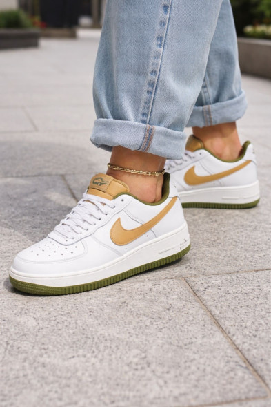 Унисекс кроссовки Nike Air Force 1 Low White/Brown Swoosh