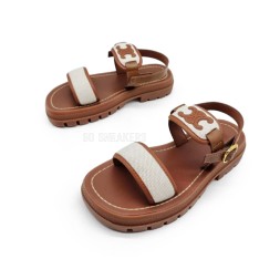Céline Sandals Leather Brown/White