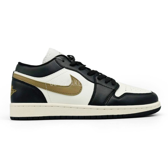 Мужские кроссовки Nike Air Jordan 1 Low Black White Gold