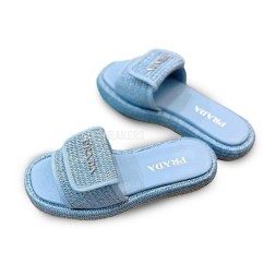 Prada Flip Flop Rafia Blue