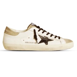 Golden Goose Super-Star Men's Black Croc-Print Star
