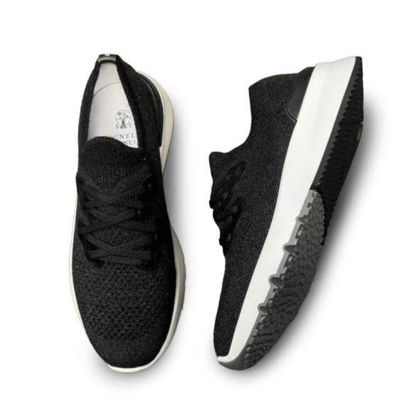 Мужские кроссовки Brunello Cucinelli Textile Run Black