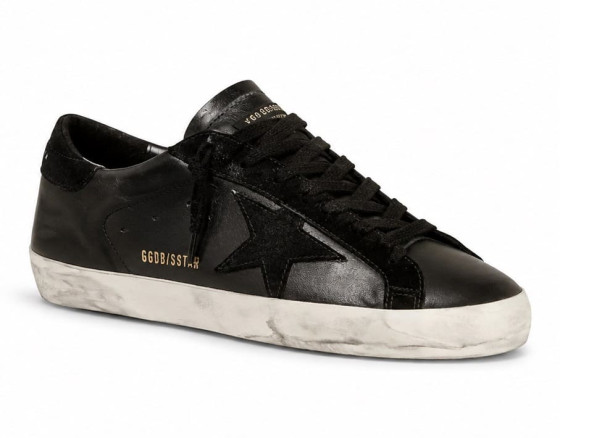 Мужские кеды Golden Goose Super-Star Men's in Black Nappa With Black Suede Star and Heel Tab