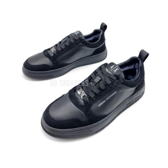 Мужские зимние кроссовки Armani Winter Leather Suede Black